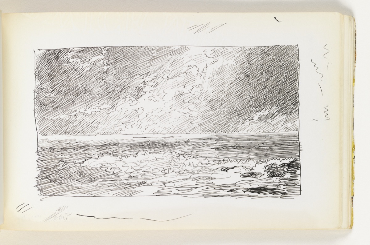Study of Light in Sky and Ocean (Recto); Small Abstract Sketch, Possibly Leg (Verso) — William Trost Richards, American, 1833–1905