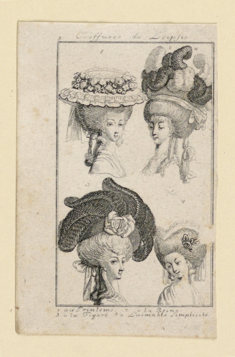 Ladies' Fashion: Hairdressing and Hats — Johann August Rossmassler, German, 1752 - 1783