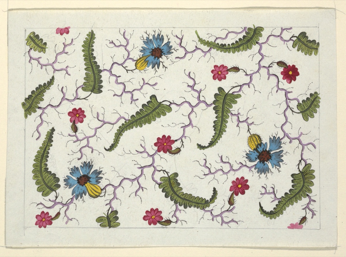 Floral design for printed textile — Louis-Albert DuBois, Swiss, 1752–1818