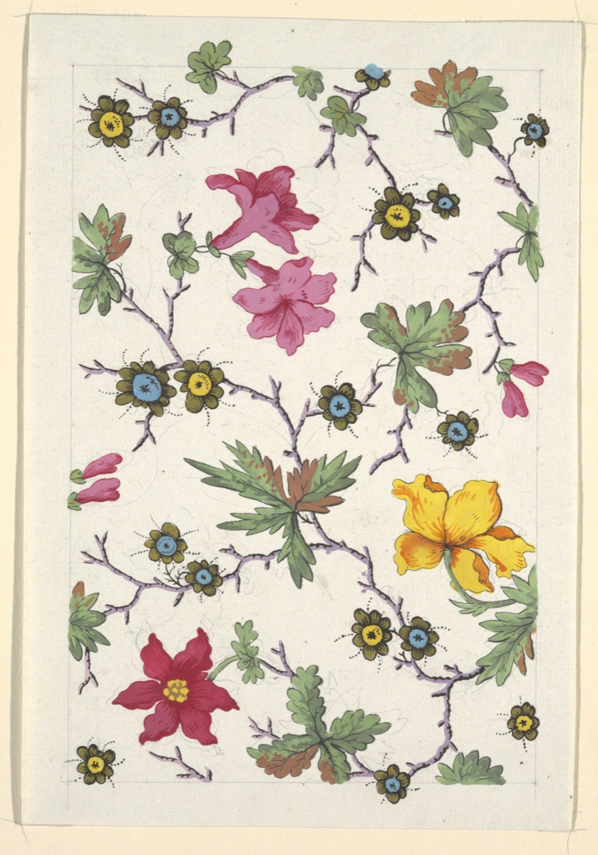Floral design for printed textile — Louis-Albert DuBois, Swiss, 1752–1818