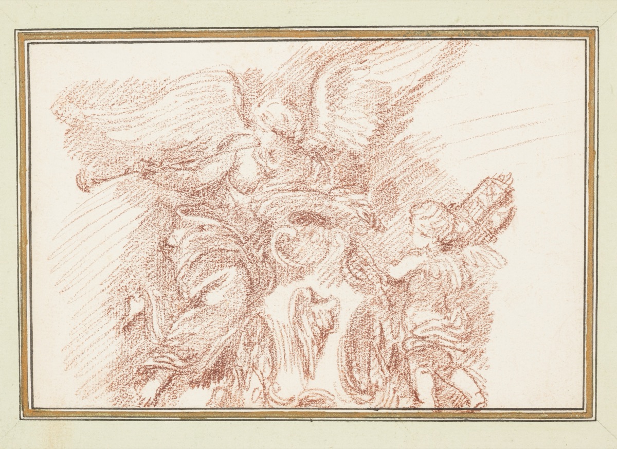 Winged figure with a horn and putto with fasces — Jean-Robert Ango, French, active in Rome 1759 –1770, d. 1773
