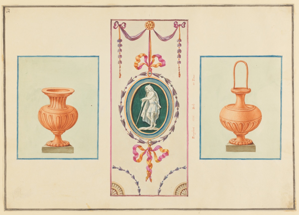 Ornament Design, Cameo and Urns — Michel Angelo Pergolesi, Italian, active ca. 1760–1801