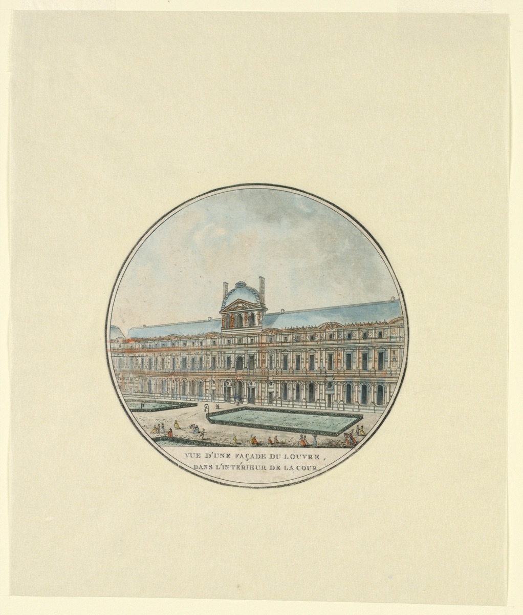 Vue d'une fac¸ade du Louvre, dans l'inte´rieur de la cour