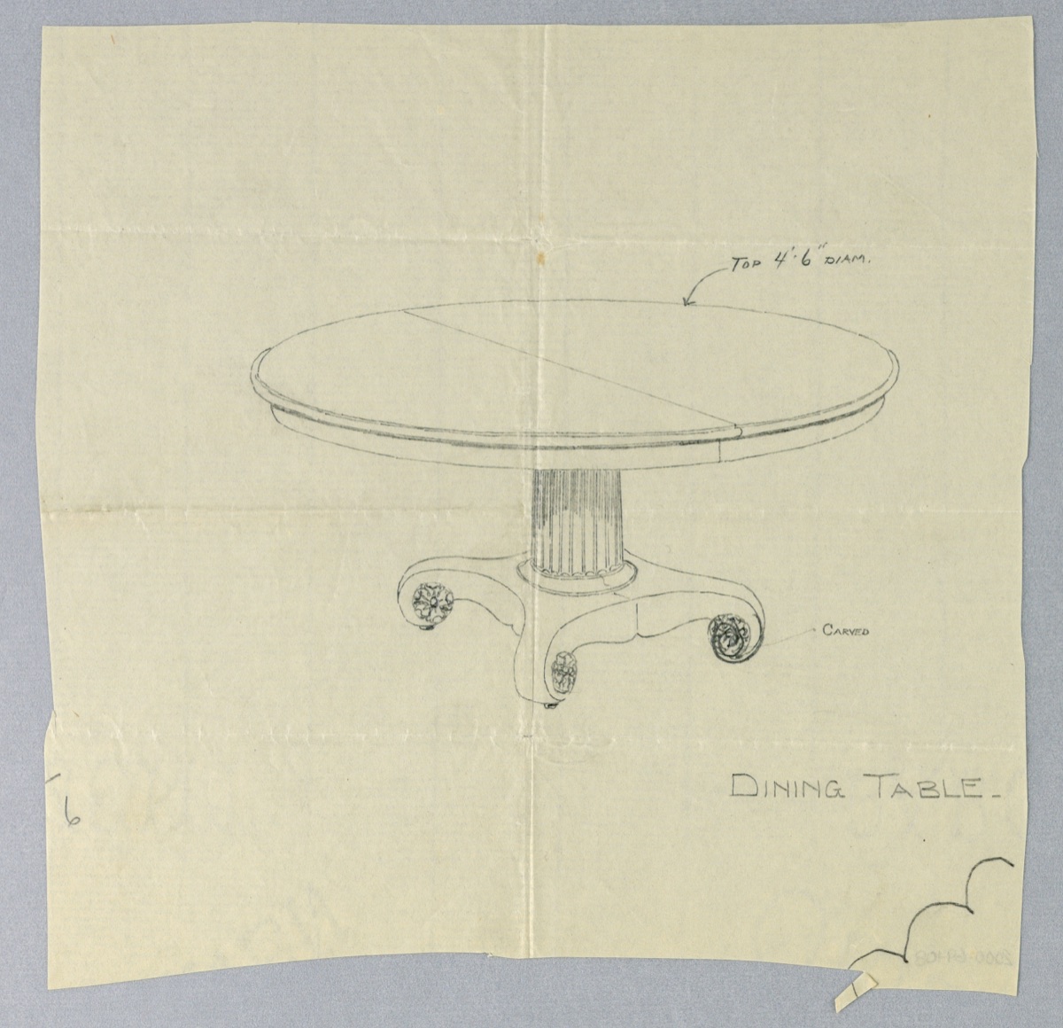 Design for a Round Dining Table on Scrolled Feet — A.N. Davenport Co.