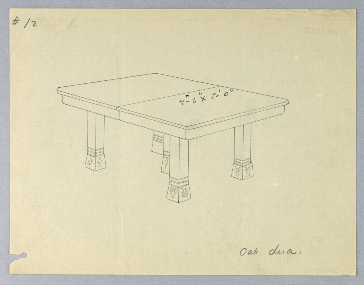 Design Rectangular Oak Table with Five Stile Legs — A.N. Davenport Co.