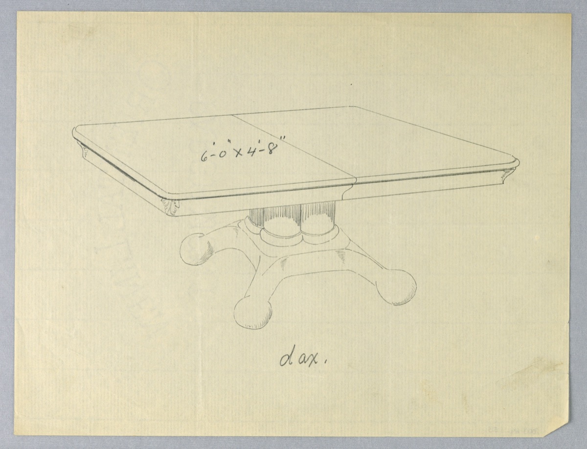 Design for a Rectangular Dining Table on Ball-Shaped Feet — A.N. Davenport Co.