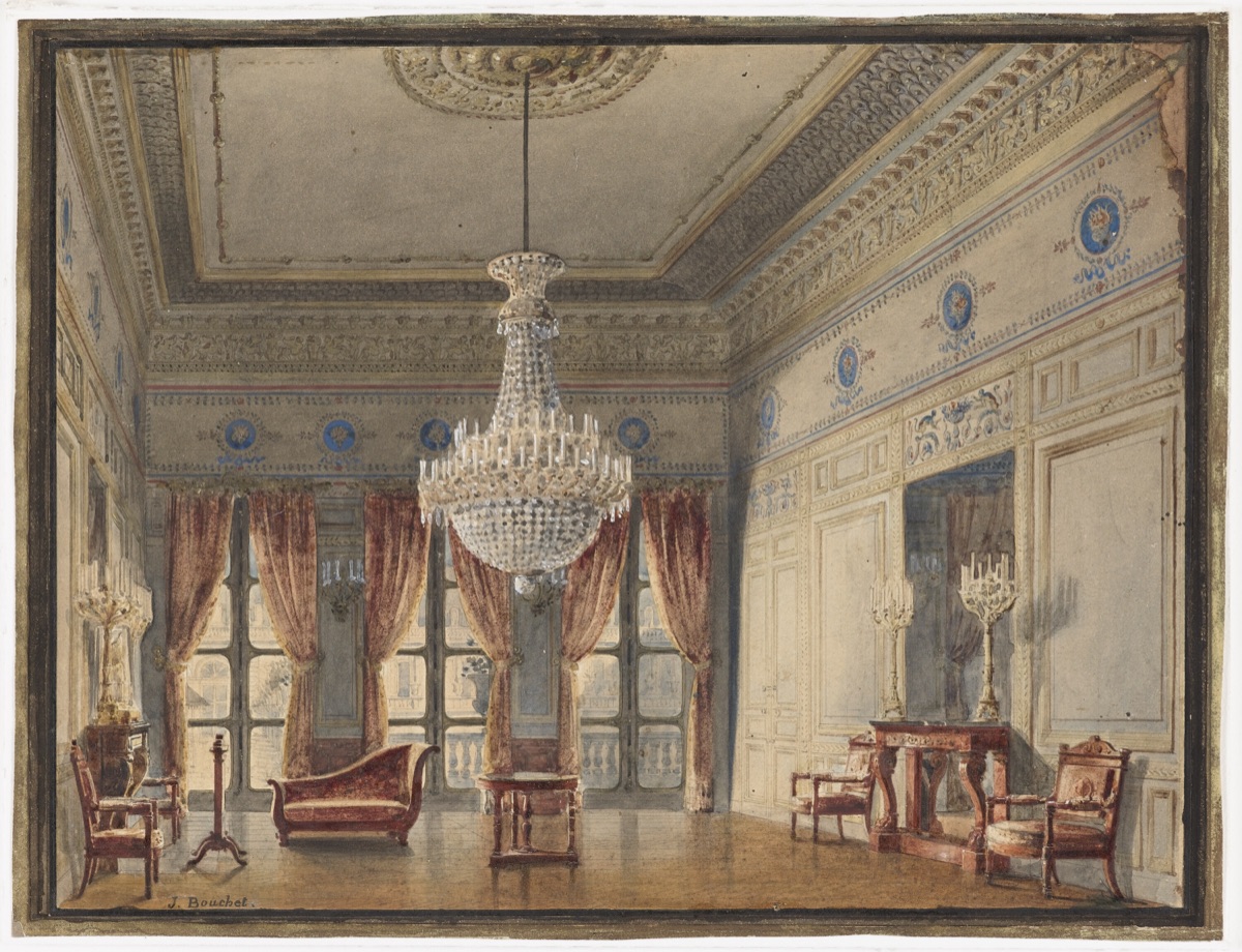 A Small Salon in the Montpensier Wing, Palais Royal — Jules Frédéric Bouchet, French, 1799 – 1860