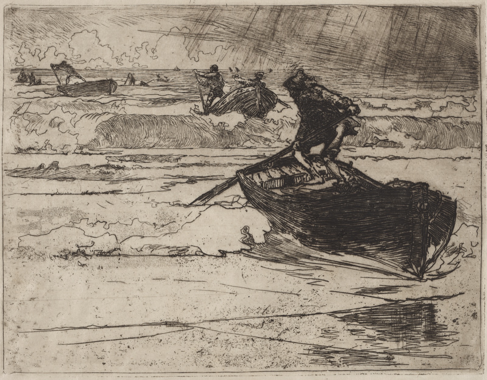 Pêcheurs Fuyants devant l'Orage — Auguste Louis Lepère (French, 1849–1918)
