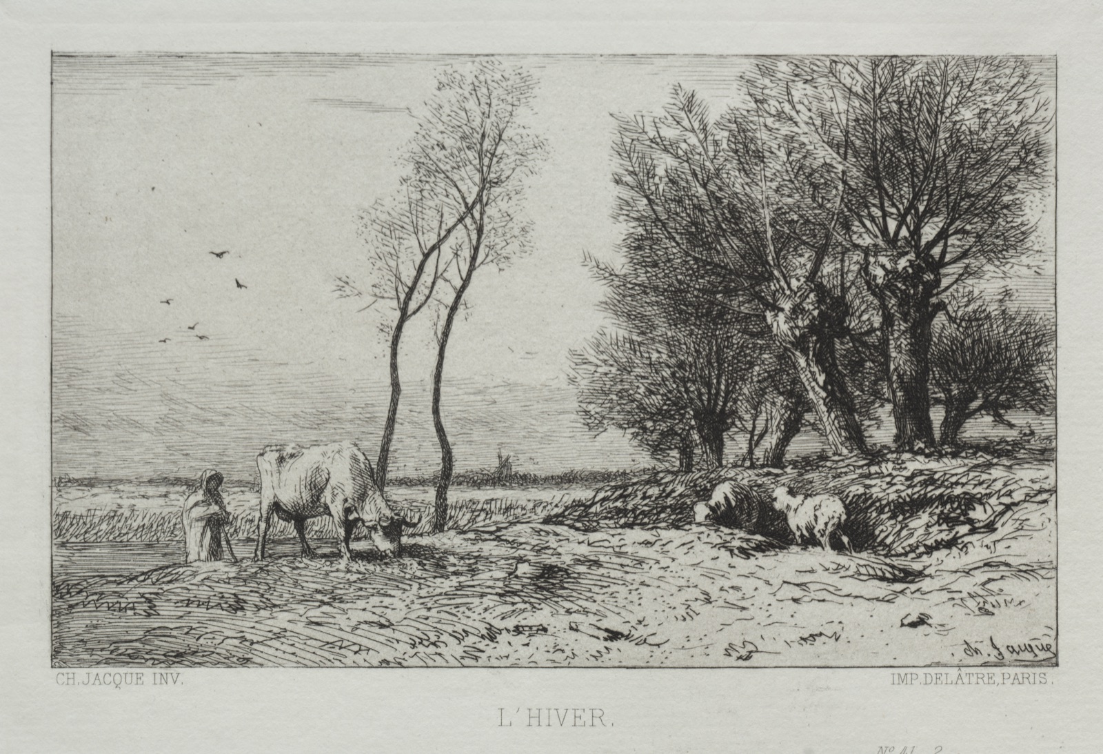 Winter — Charles-Émile Jacque (French, 1813–1894)