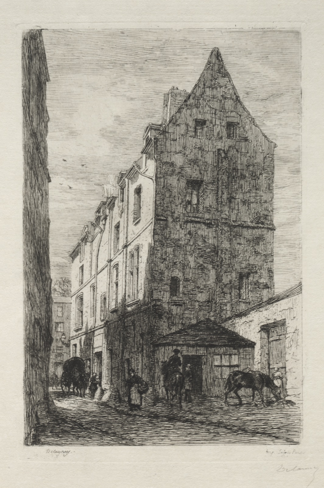 Maison dite de la Reine Blanche, Rue de Marmousets — Alfred Alexandre Delauney (French, 1830–1894)