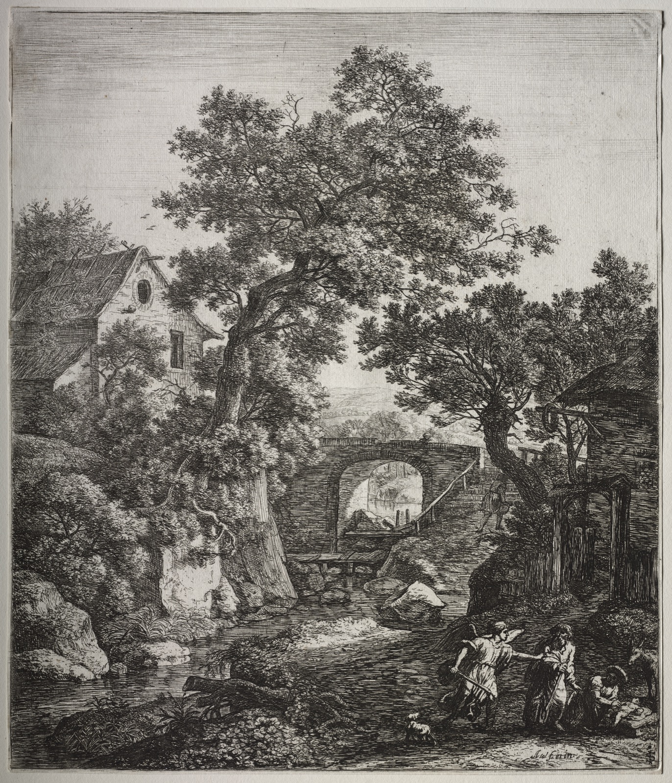 Six large upright landscapes with scenes from the Old Testament: Zipporah circumcising Her Son — Anthonie Waterloo (Dutch, 1609/10–1690)