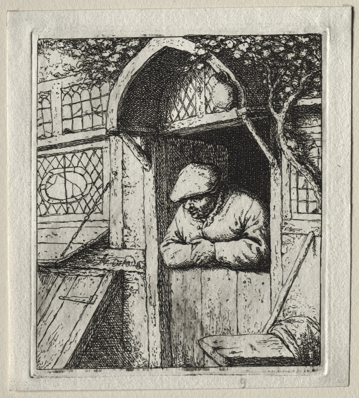 Peasant Leaning on his Doorway — Adriaen van Ostade (Dutch, 1610–1684)