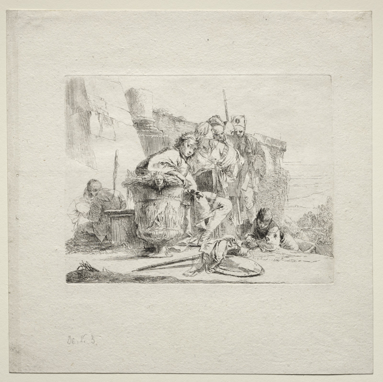 Various Caprices: The Young Man Seated, Leaning Against an Urn — Giovanni Battista Tiepolo (Italian, 1696–1770)