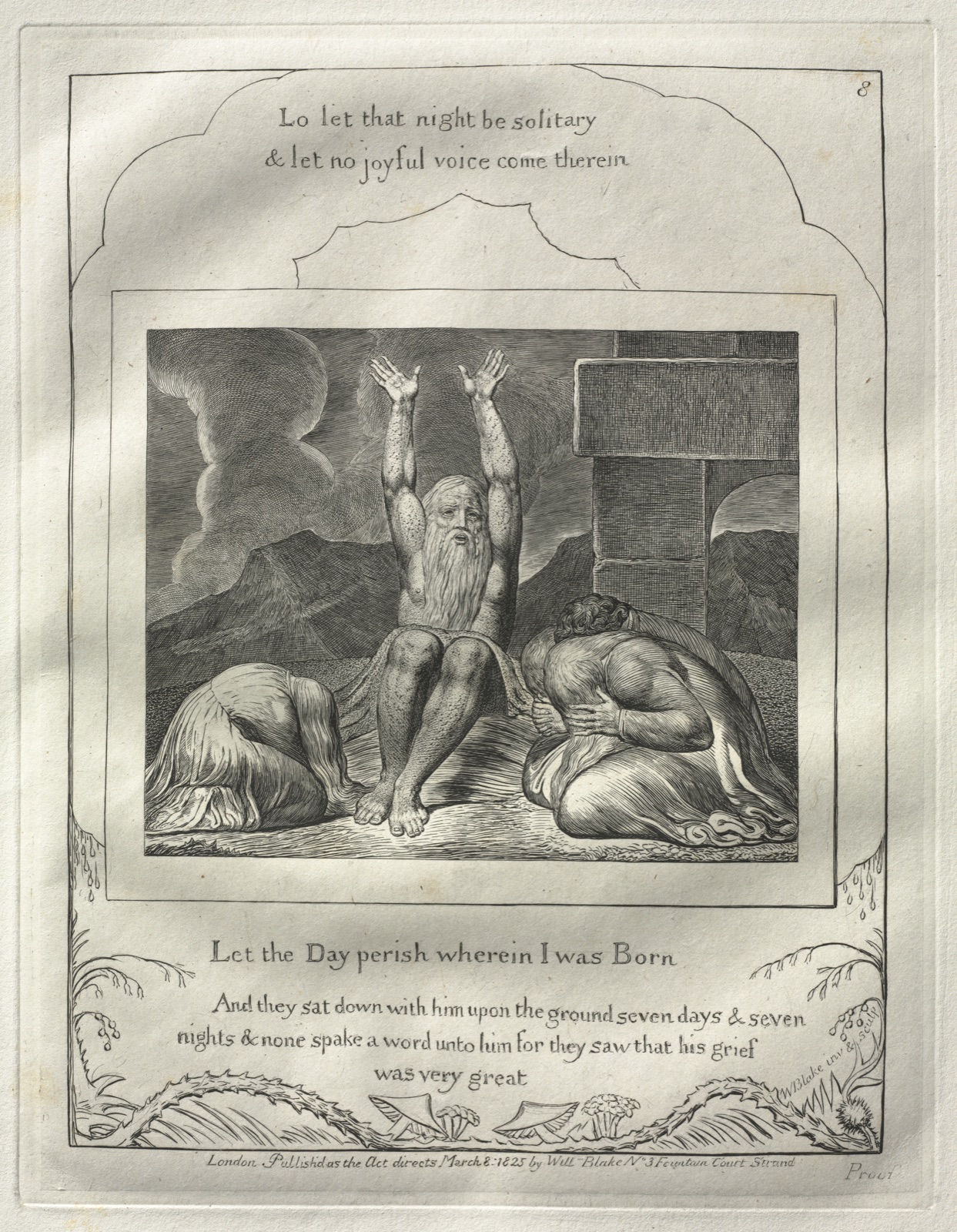 The Book of Job: No. 8, Let the Day perish wherin I was born — William Blake (British, 1757–1827)