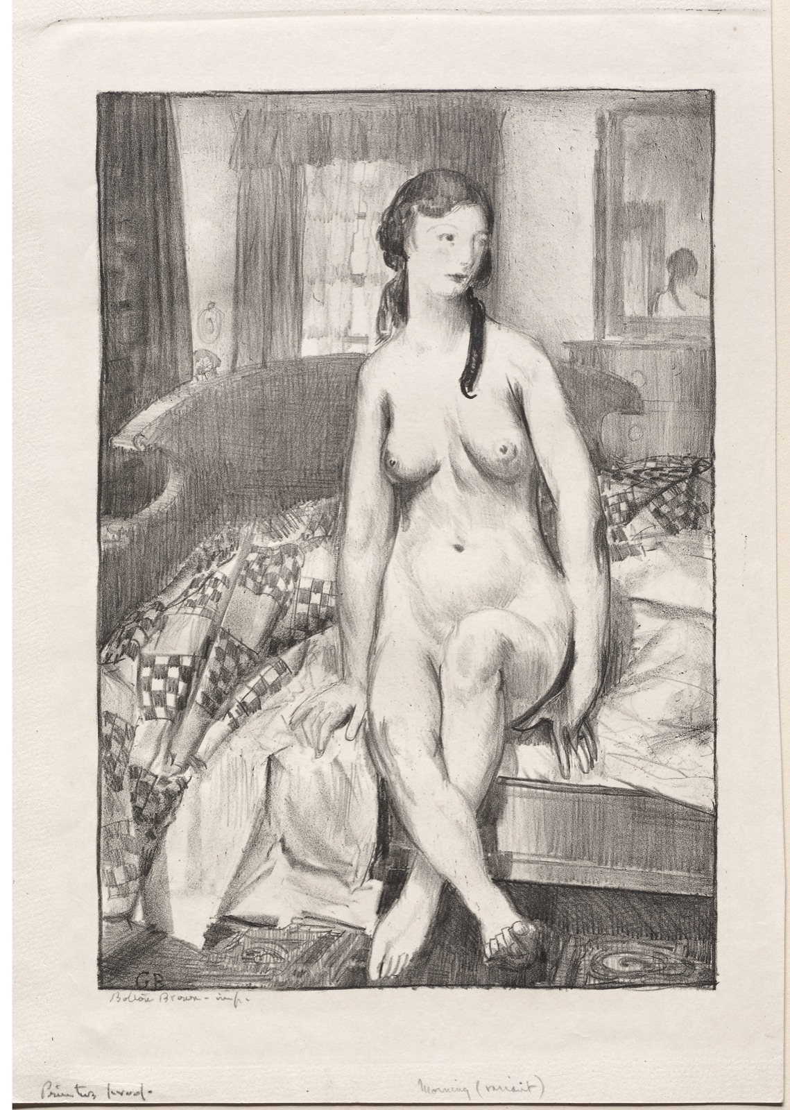 Morning, Nude on Bed, First Stone — George Bellows (American, 1882–1925)