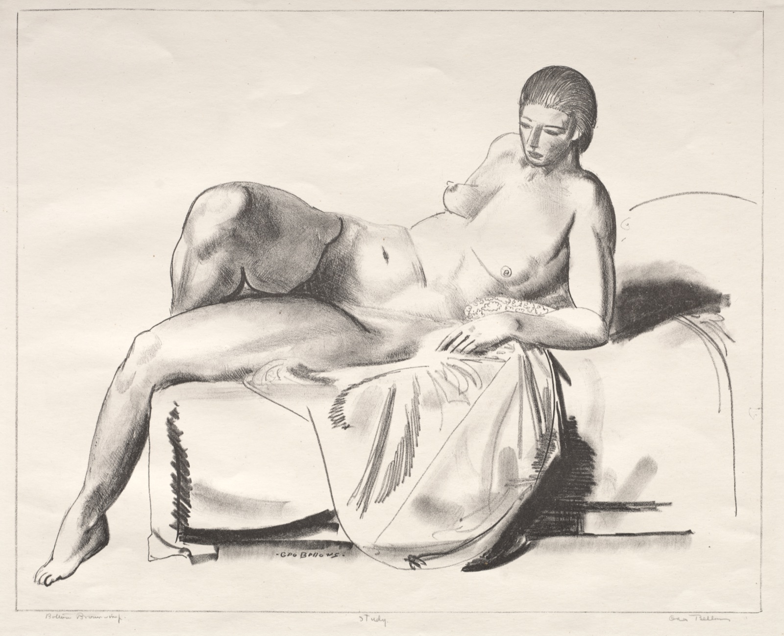 Nude Study, Classic on a Couch — George Bellows (American, 1882–1925)