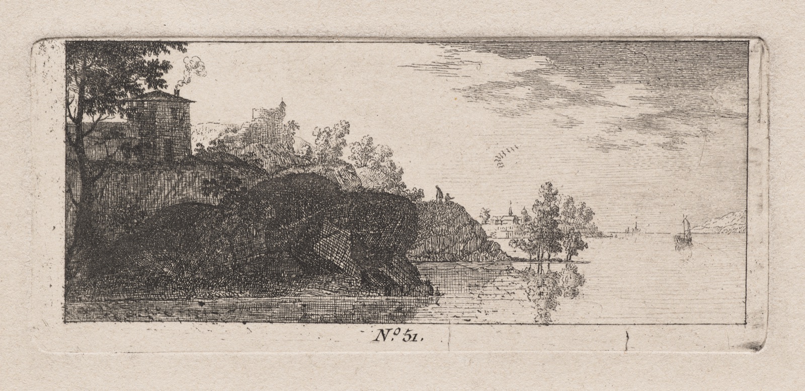 Cottage on a Rocky Promentory along a River — Antoine de Marcenay de Ghuy (French, 1724–1811)