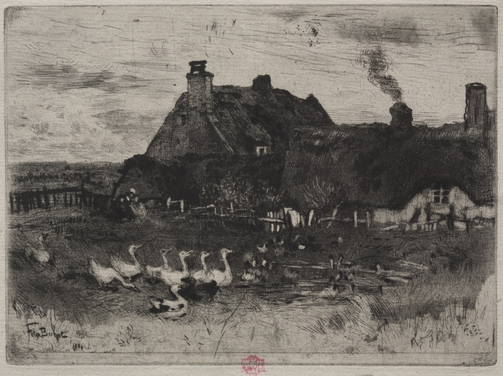 The Little Thatched Cottages — Félix Hilaire Buhot (French, 1847–1898)
