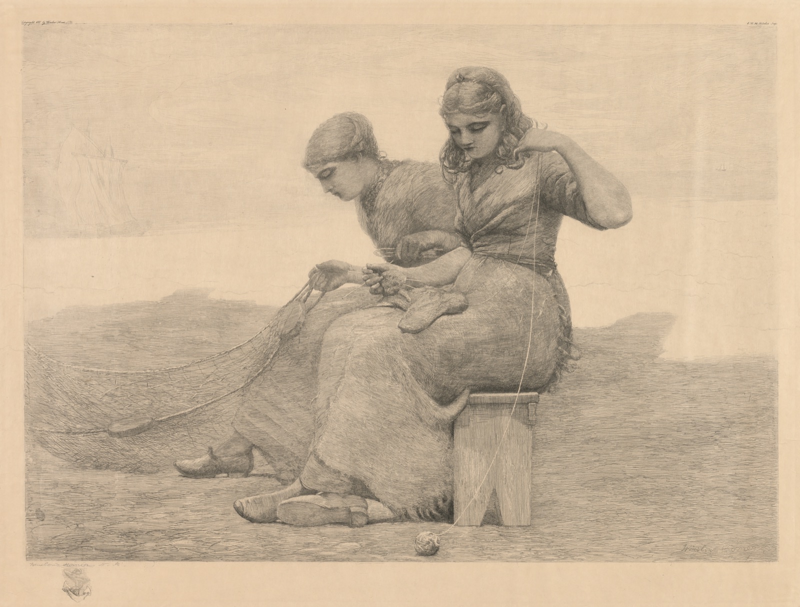 Mending the Nets — Winslow Homer (American, 1836–1910)
