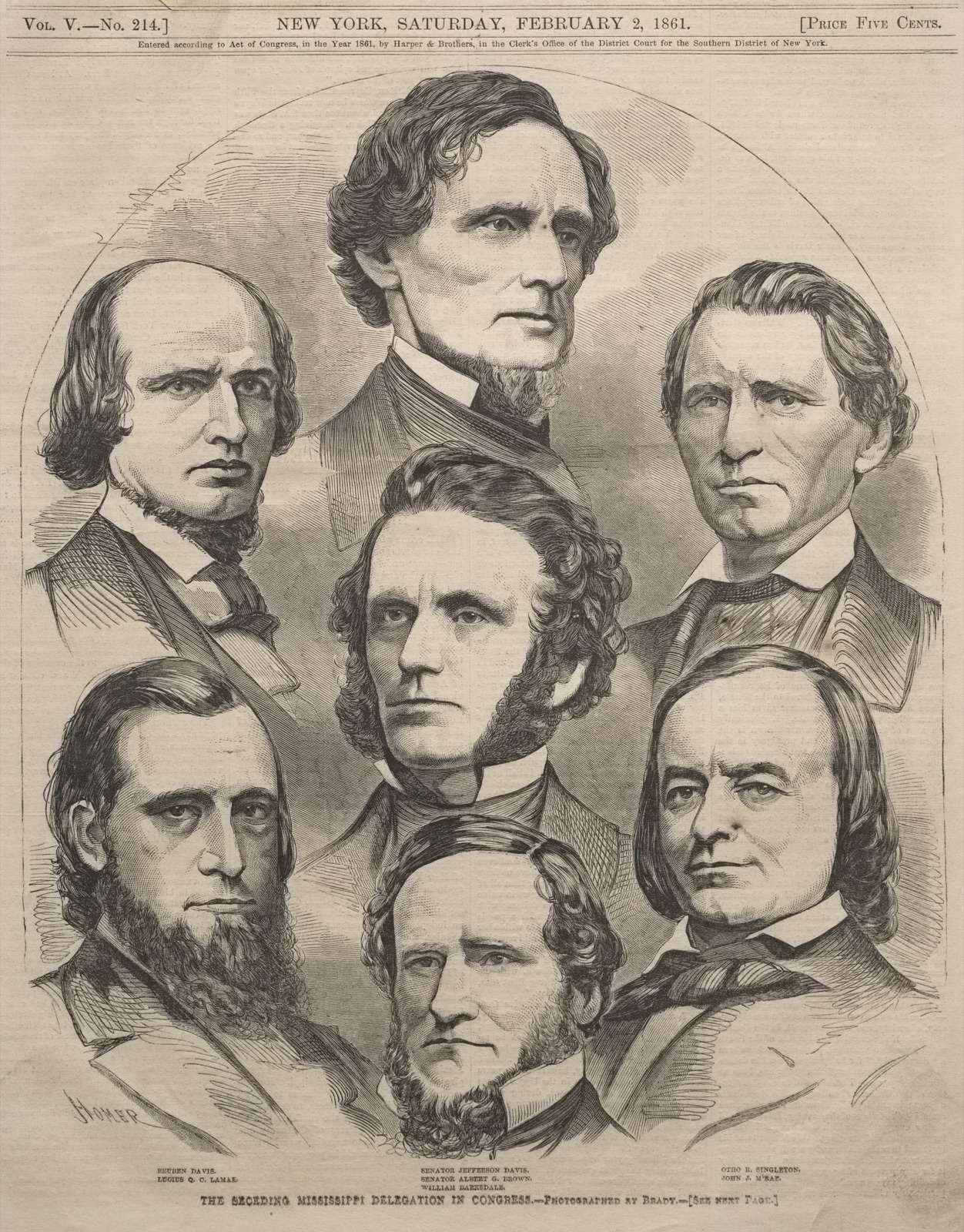 The Seceding Mississippi Delegation in Congress — Winslow Homer (American, 1836–1910)