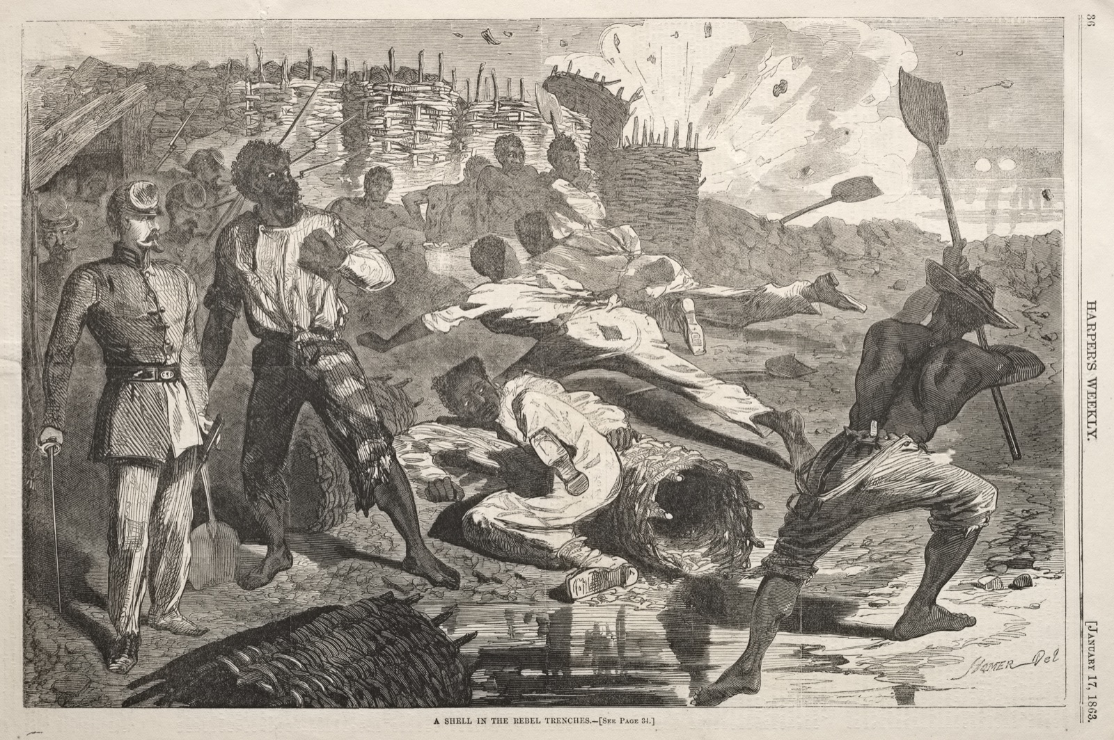 A Shell in the Rebel Trenches — Winslow Homer (American, 1836–1910)