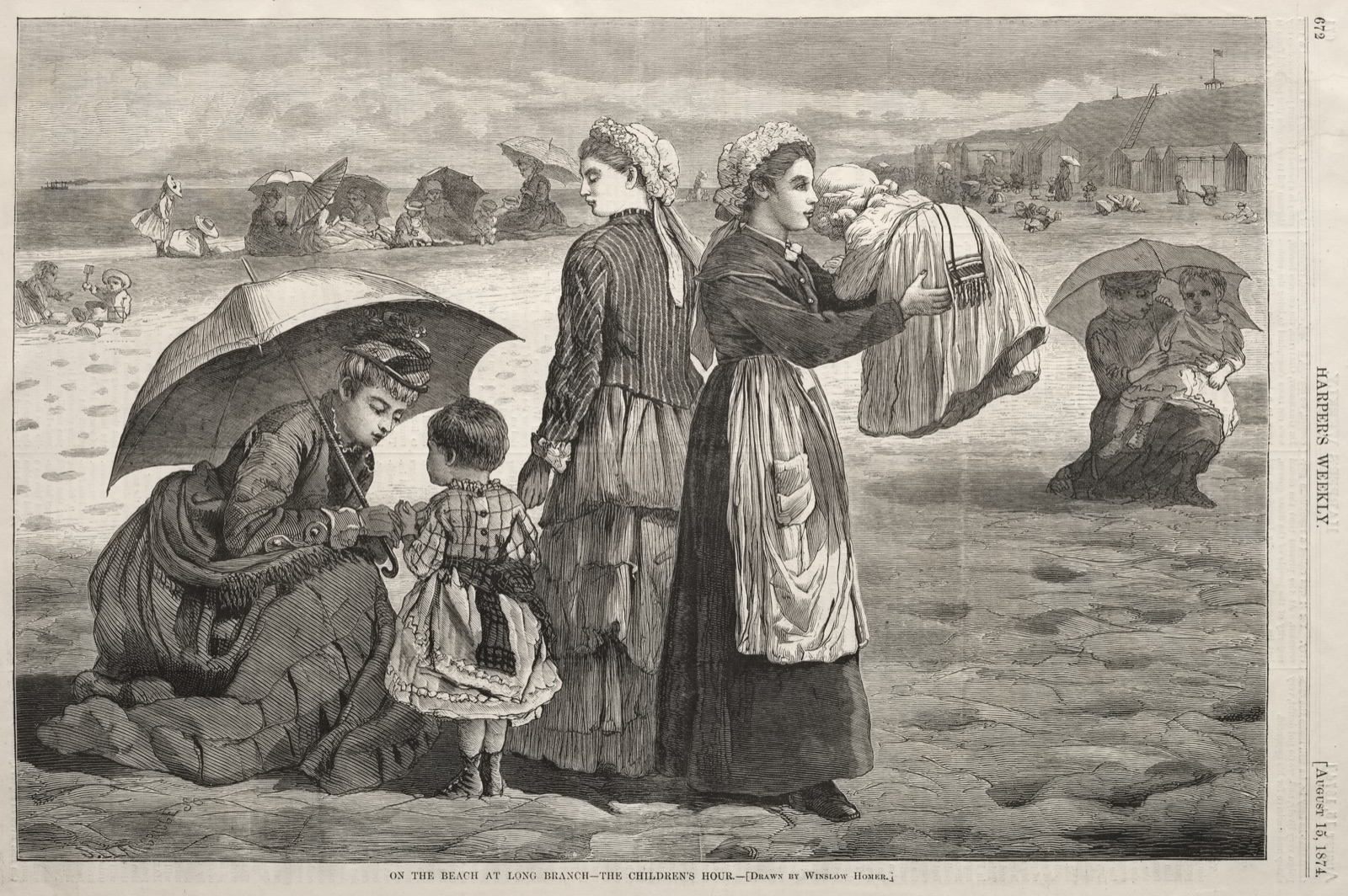 On the Beach at Long Branch - The Children's Hour — Winslow Homer (American, 1836–1910)