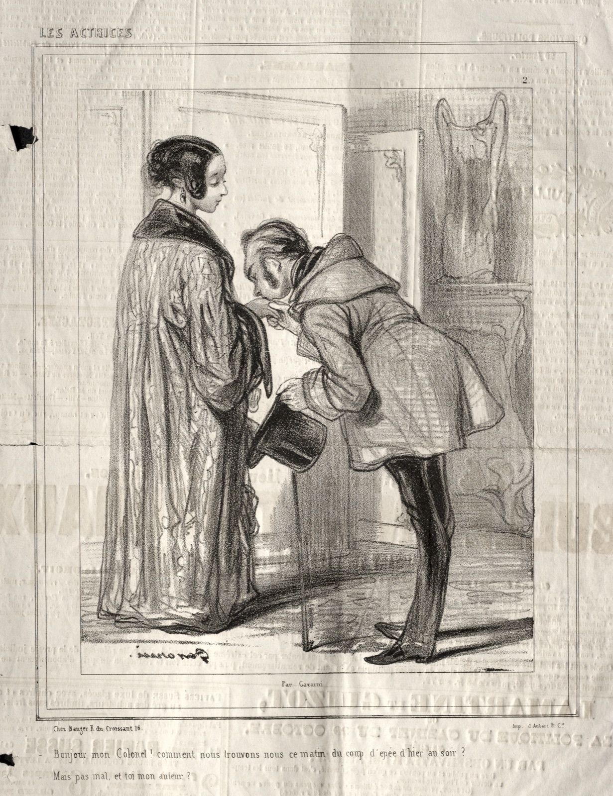Les Actrices: Bonjour mon Colonel! — Paul Gavarni (French, 1804–1866)
