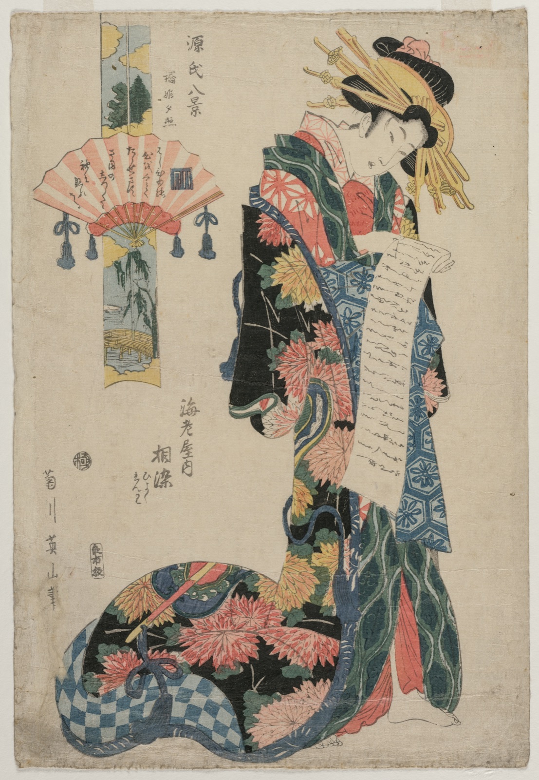 The Courtesan Aizome of the Ebiya (From the series Eight Views of the Tale of Genji) — Kikukawa Eizan (Japanese, 1787–1867)