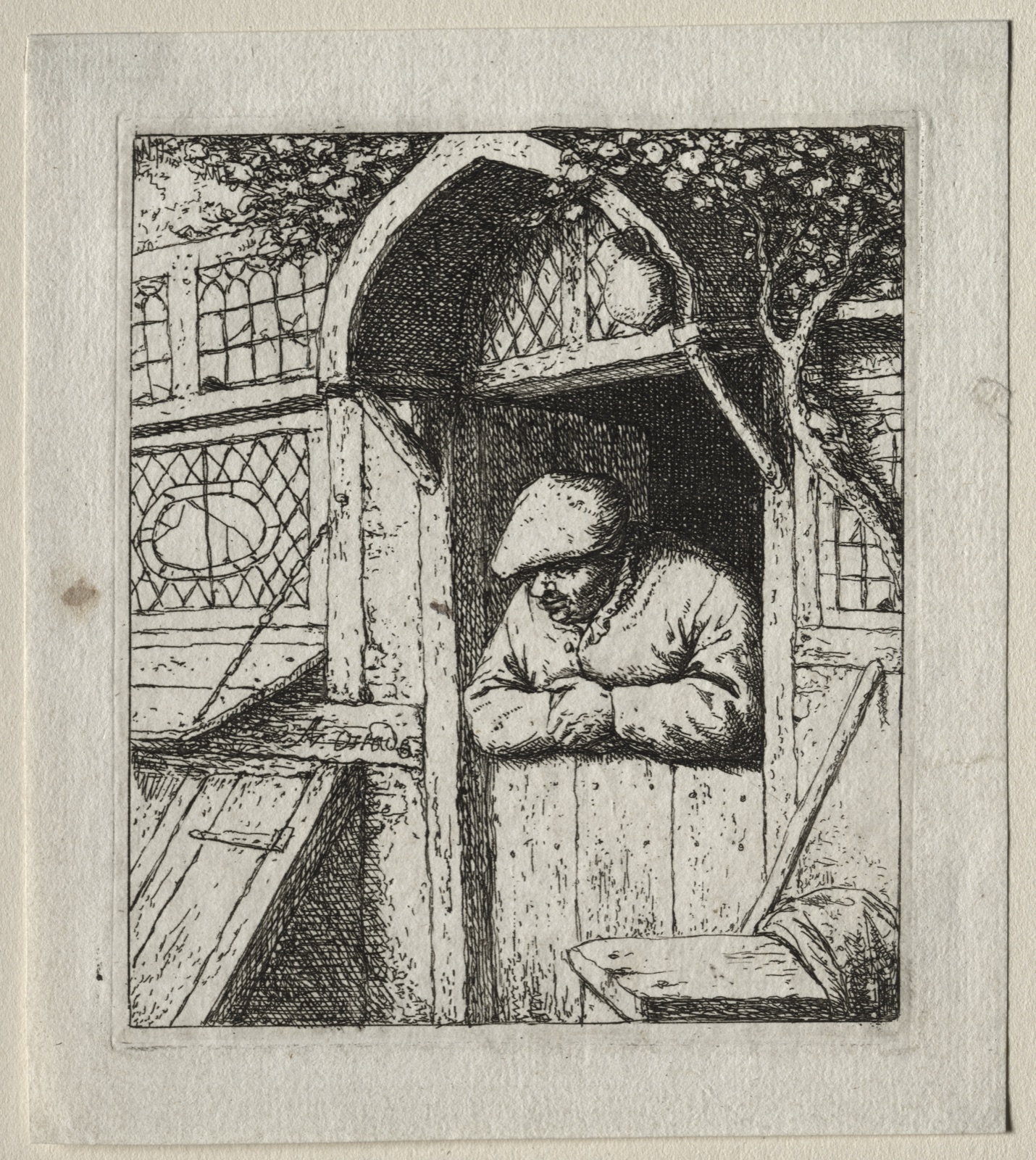 Peasant Leaning on His Doorway — Adriaen van Ostade (Dutch, 1610–1684)