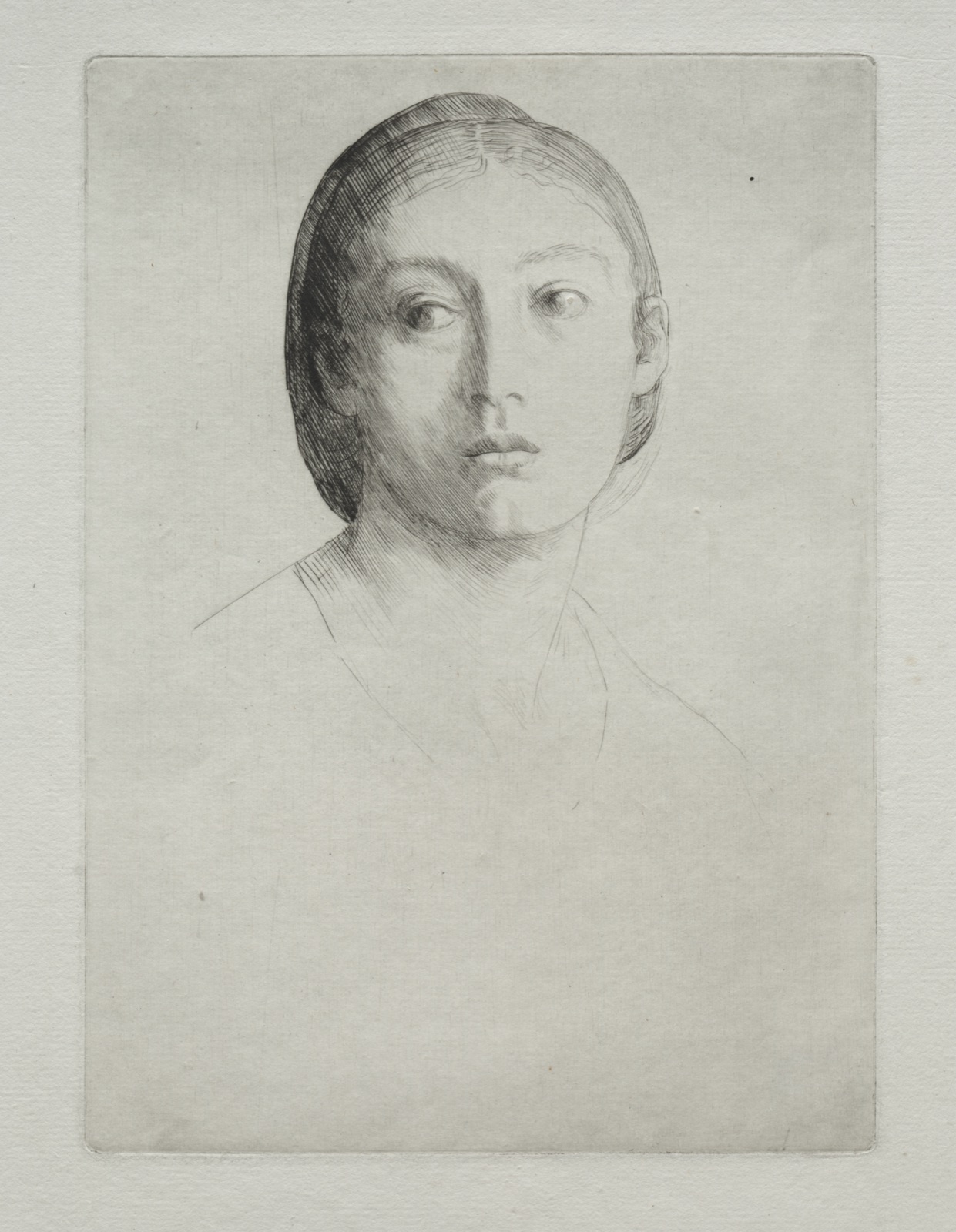 Head of a Young Girl — Alphonse Legros (French, 1837–1911)
