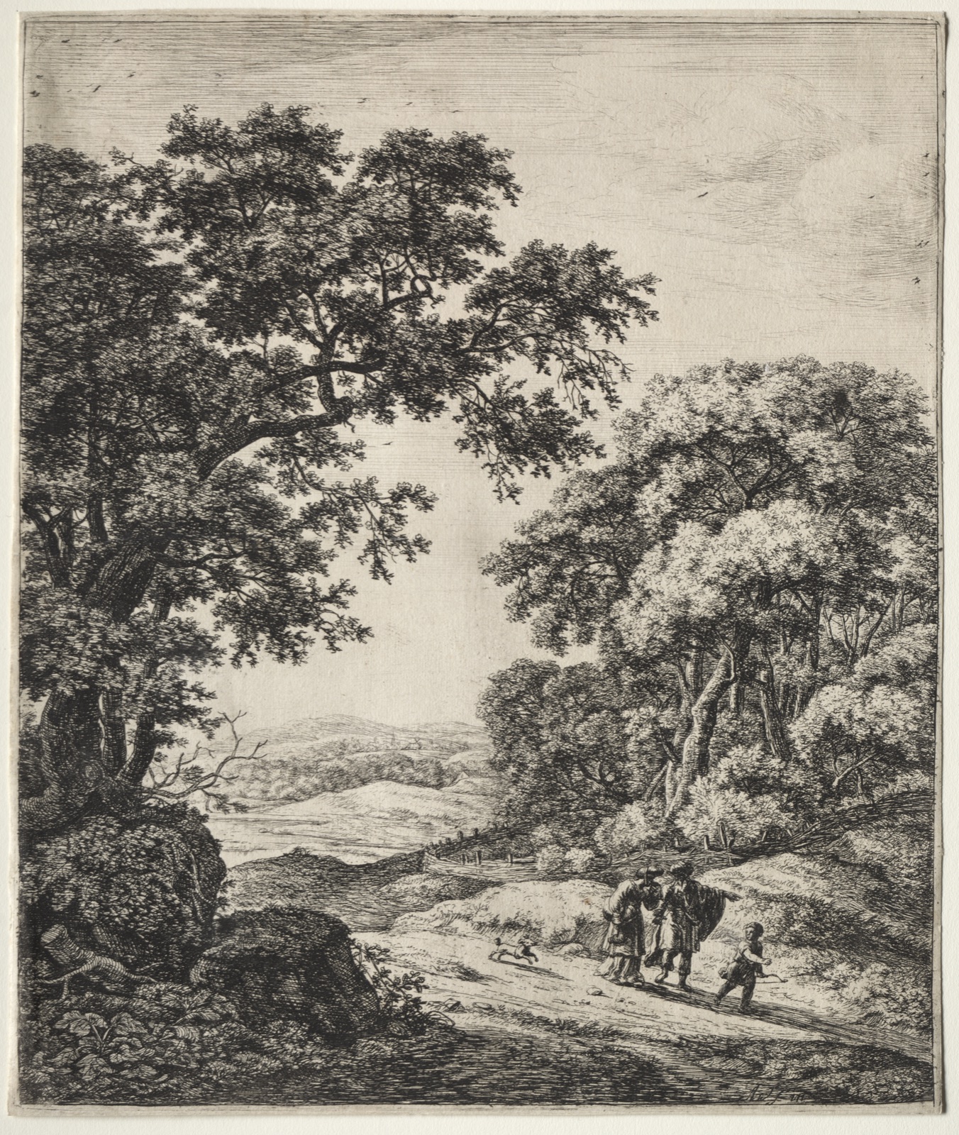 Six large upright landscapes with scenes from the Old Testament: Abraham Dismissing Hagar and Ishmael — Anthonie Waterloo (Dutch, 1609/10–1690)