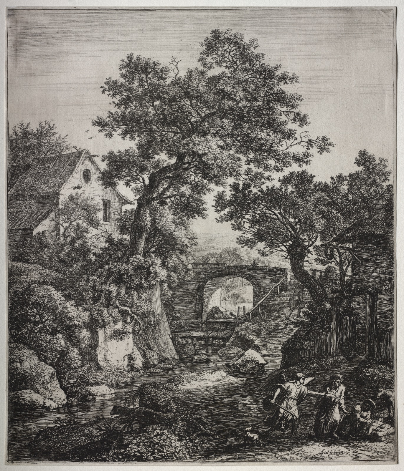 Six large upright landscapes with scenes from the Old Testament: Zipporah Circumcising Her Son — Anthonie Waterloo (Dutch, 1609/10–1690)