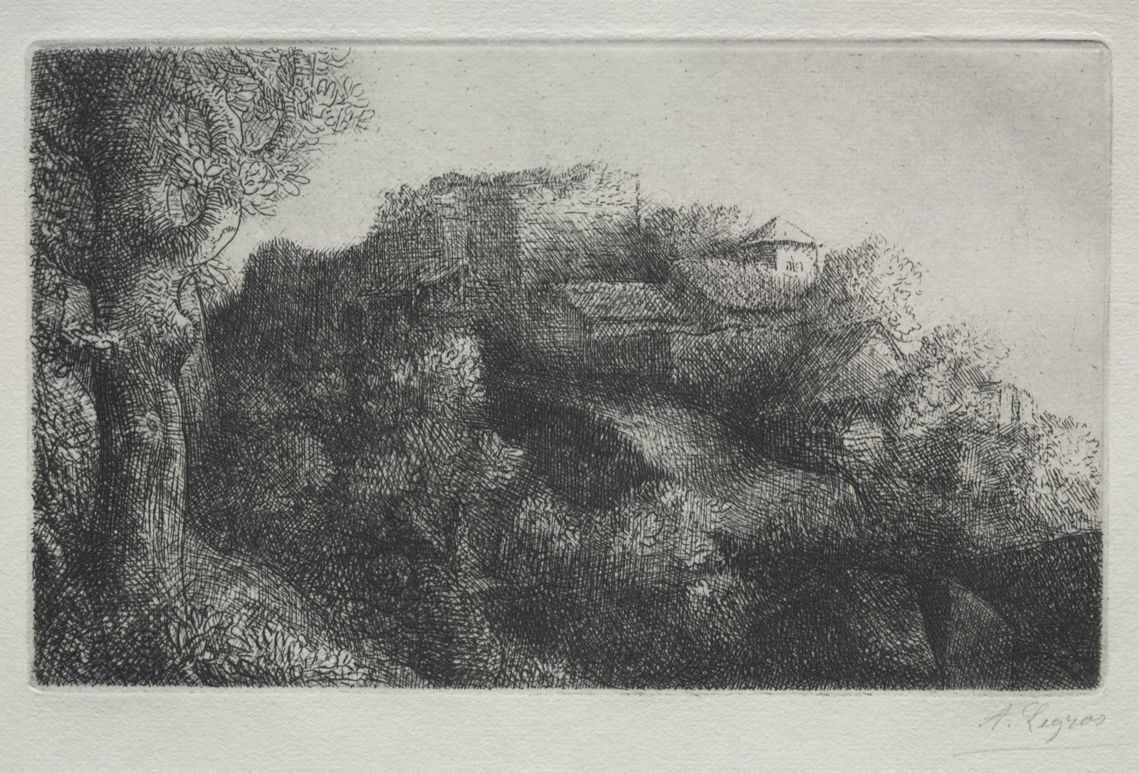 Landscape (with buildings) — Alphonse Legros (French, 1837–1911)