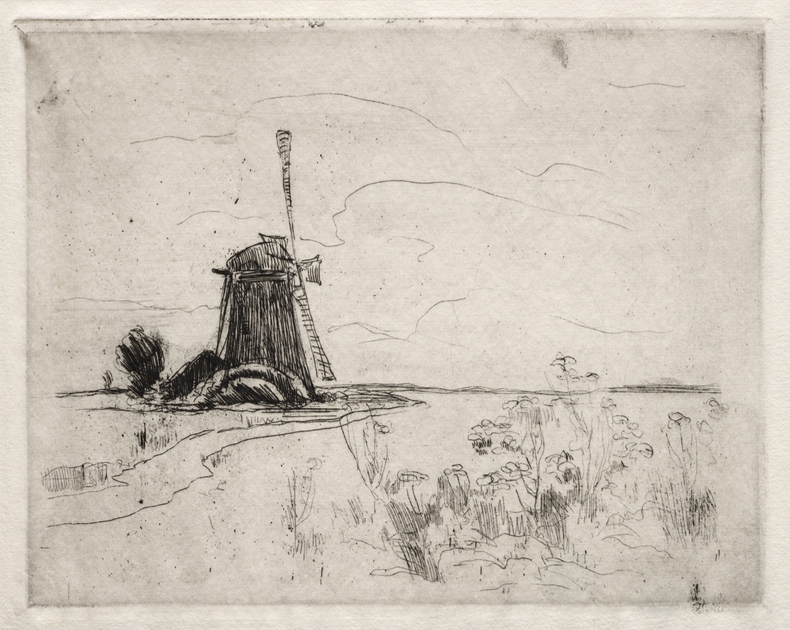 Mill and Weeds, Holland — John Henry Twachtman (American, 1853–1902)