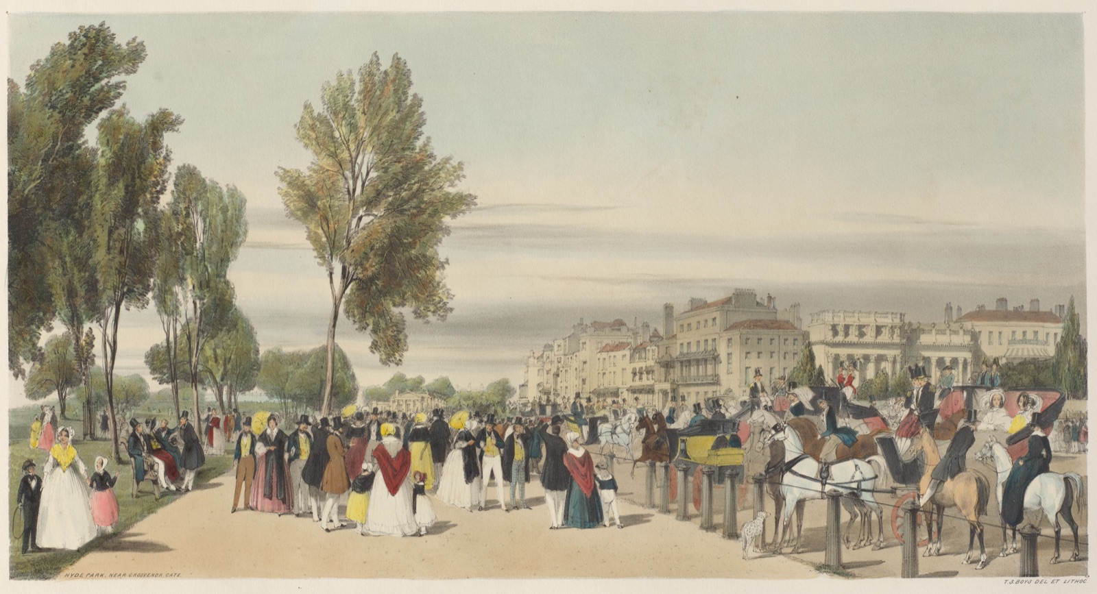 London As It Is: Hyde Park, near Grosvenor Gate — Thomas Shotter Boys (British, 1803–1874)