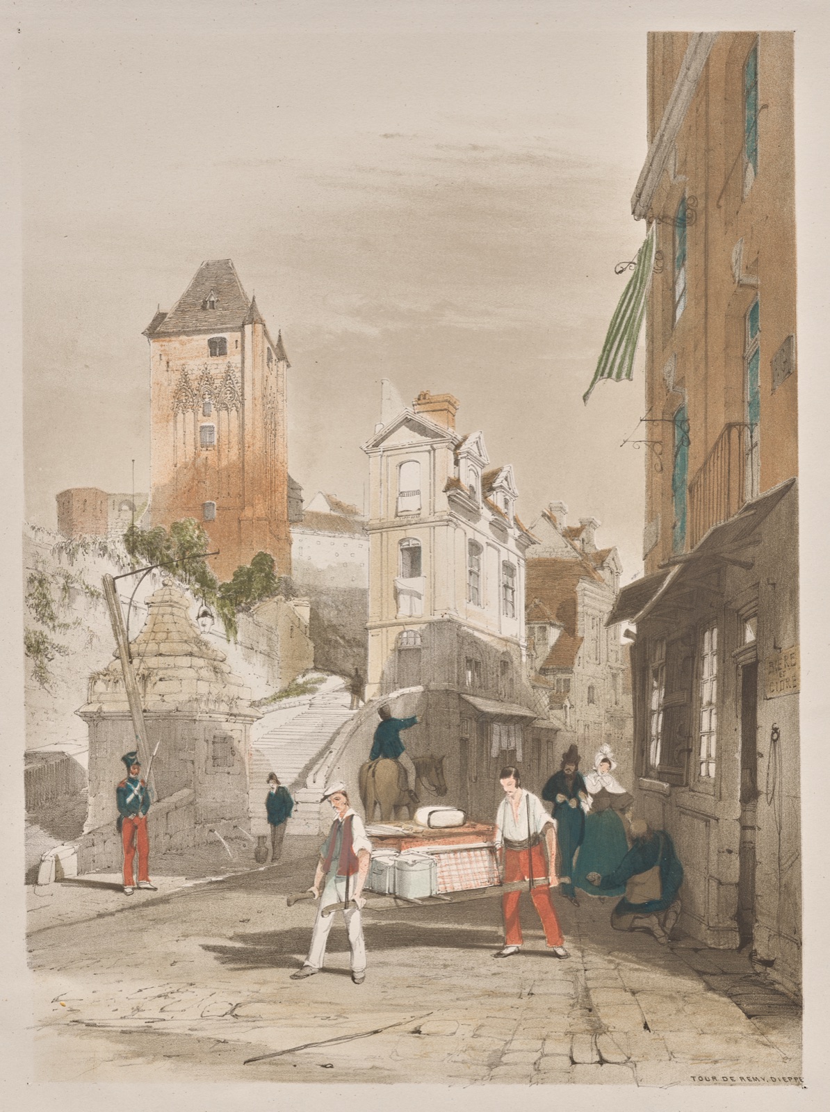Picturesque Architecture in Paris, Ghent, Antwerp, Rouen: Tour de Remy, Dieppe, France — Thomas Shotter Boys (British, 1803–1874)