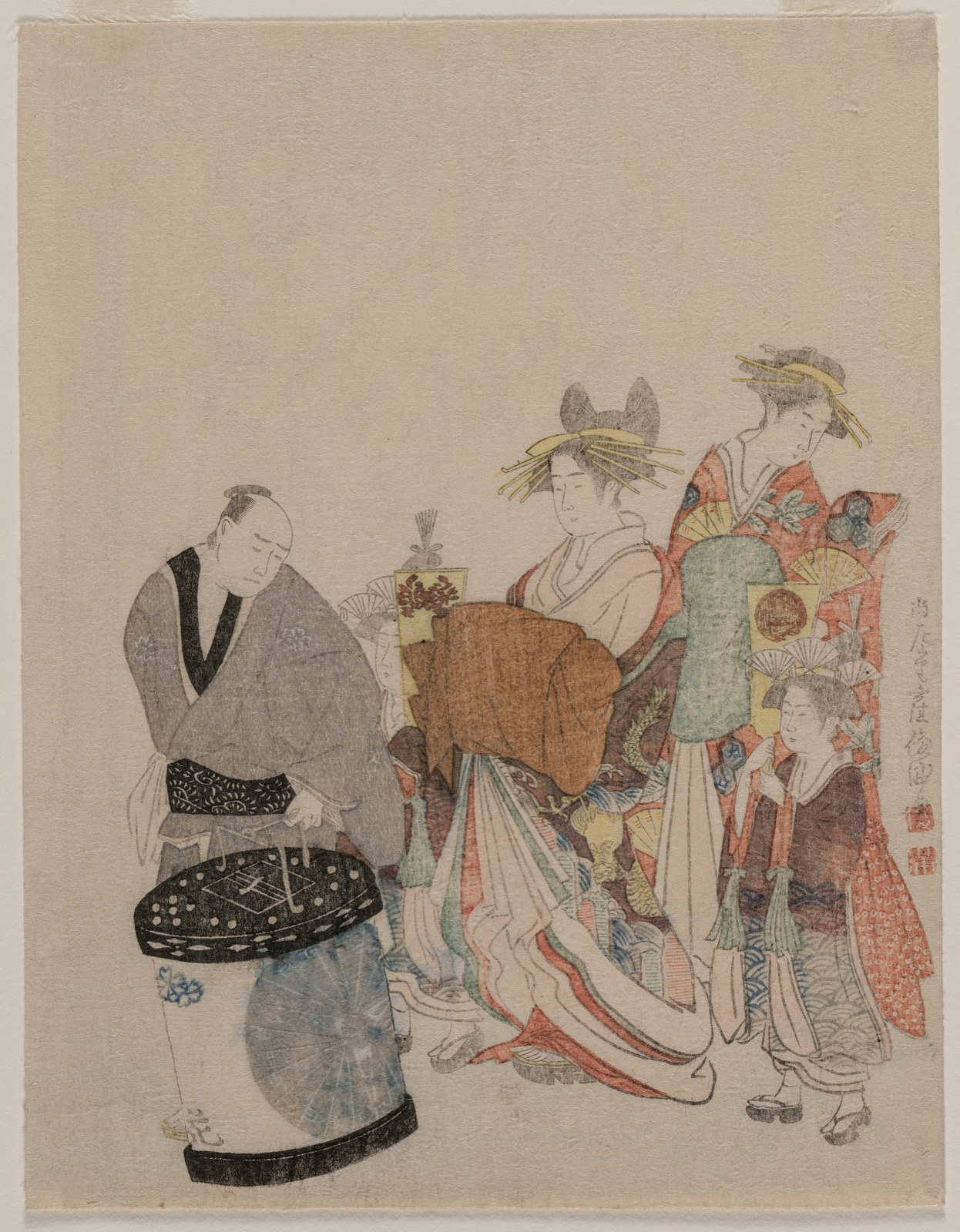 Courtesan on the Town with Attendants at Night — Kubo Shunman (Japanese, 1757–1820)