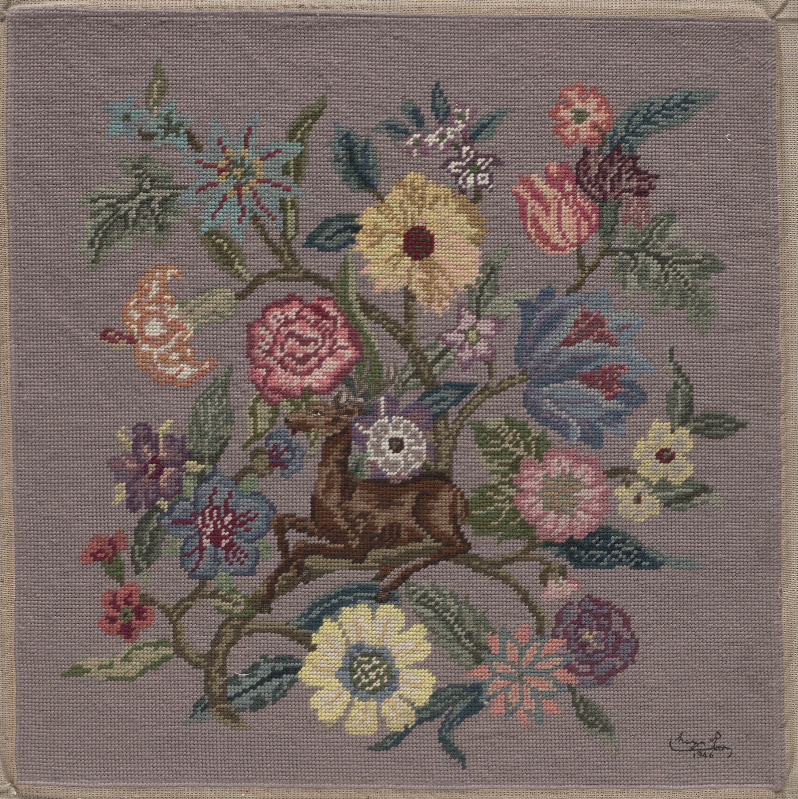 Embroidered Floral Panel — Queen Mary (British, 1867–1953)