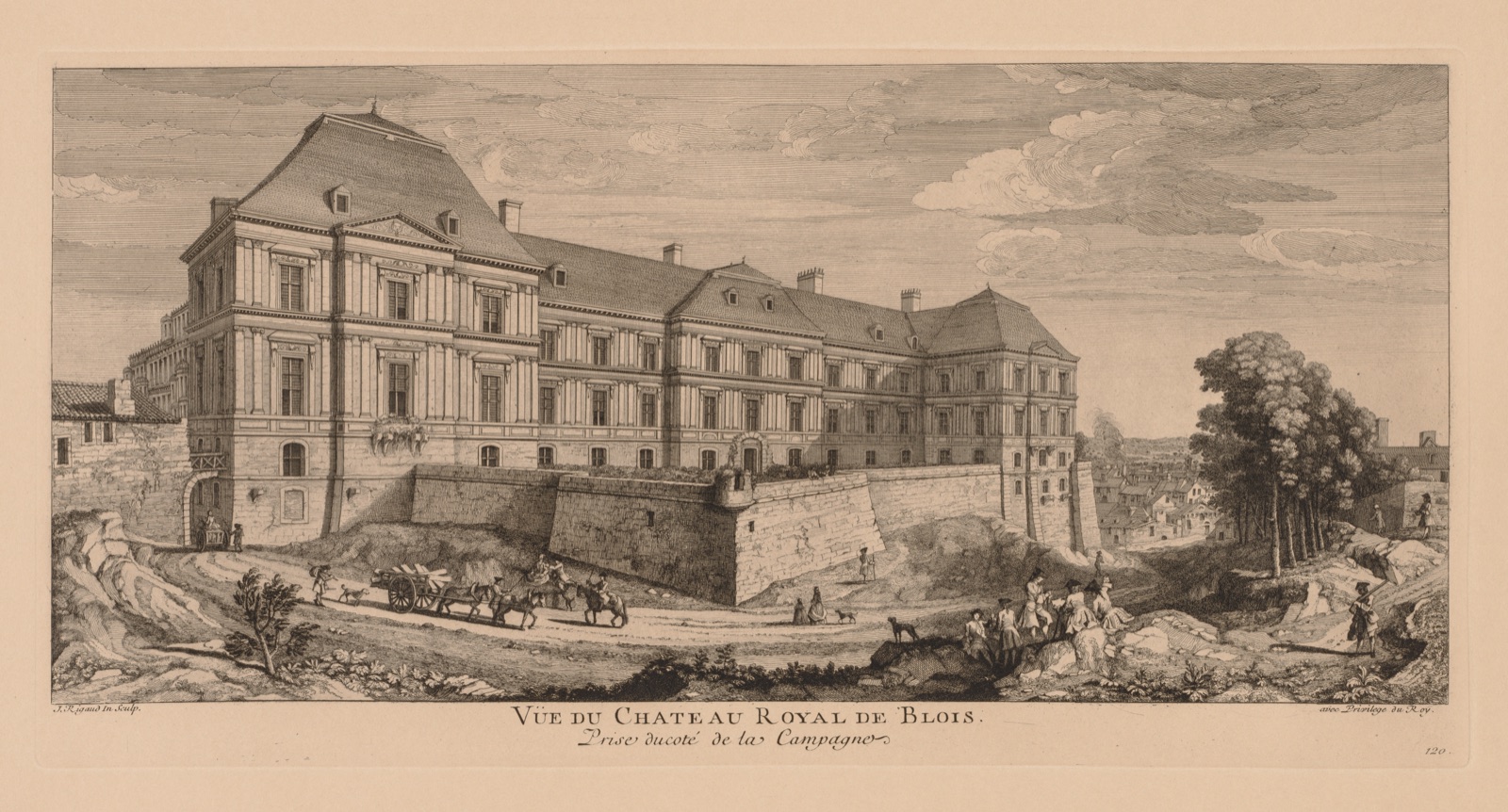 Vue du Château royal de Blois, prise du côté de la campagne — Jacques Rigaud (French, 1681–1754)