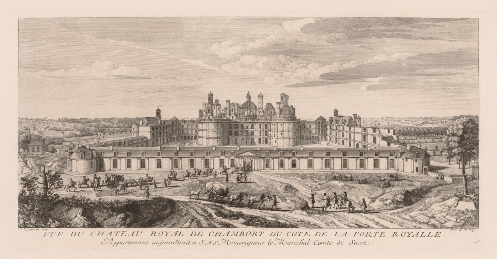 Vue du Château royal de Chambord, du côte de la Porte royale — Jacques Rigaud (French, 1681–1754)