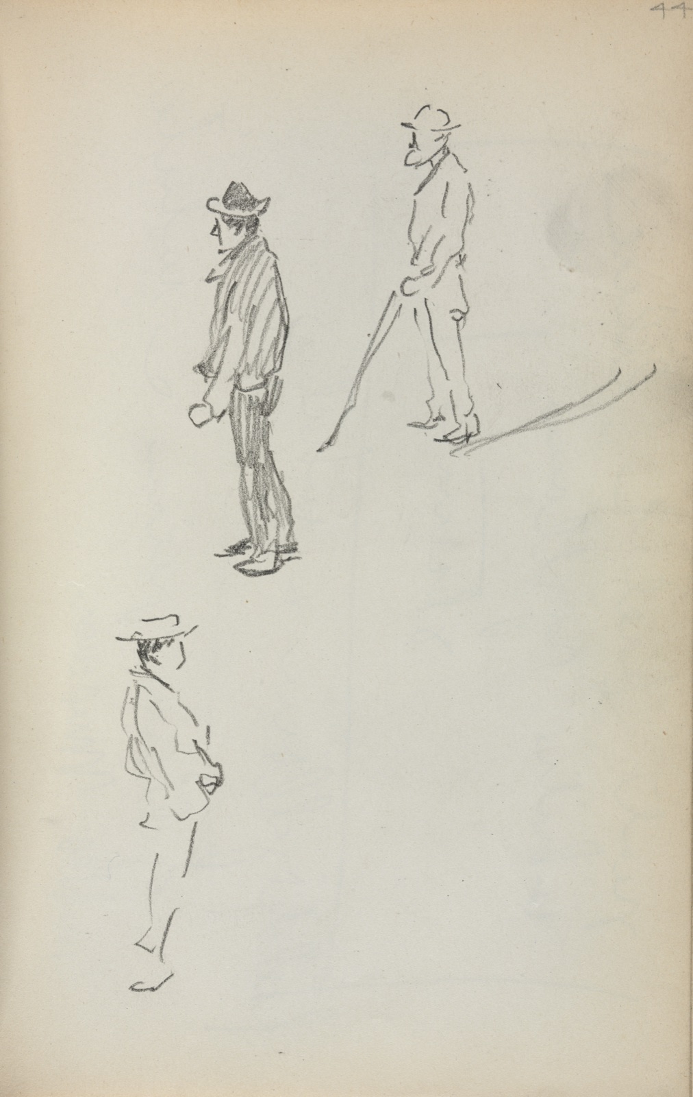 Italian Sketchbook: Three Standing Men (page 44) — Maurice Prendergast (American, born Newfoundland [now Canada], 1858–1924)
