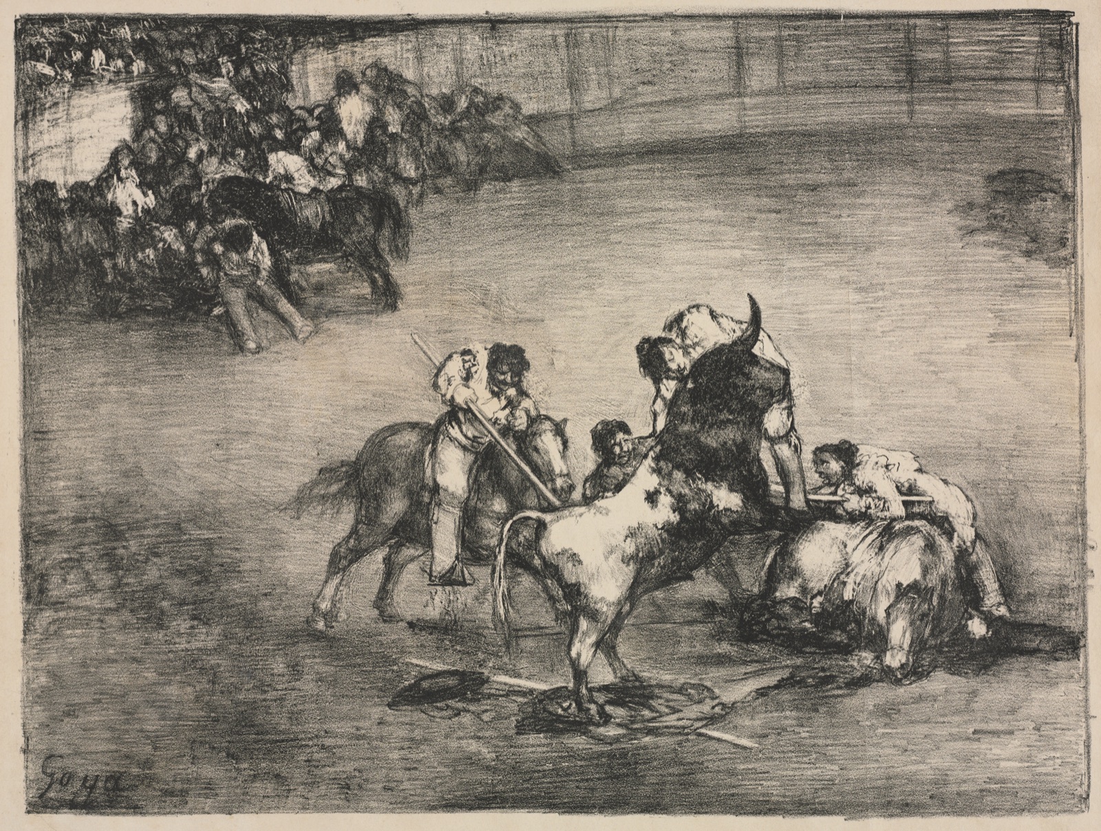 The Bulls of Bordeaux: Picador Caught by a Bull — Francisco de Goya (Spanish, 1746–1828)