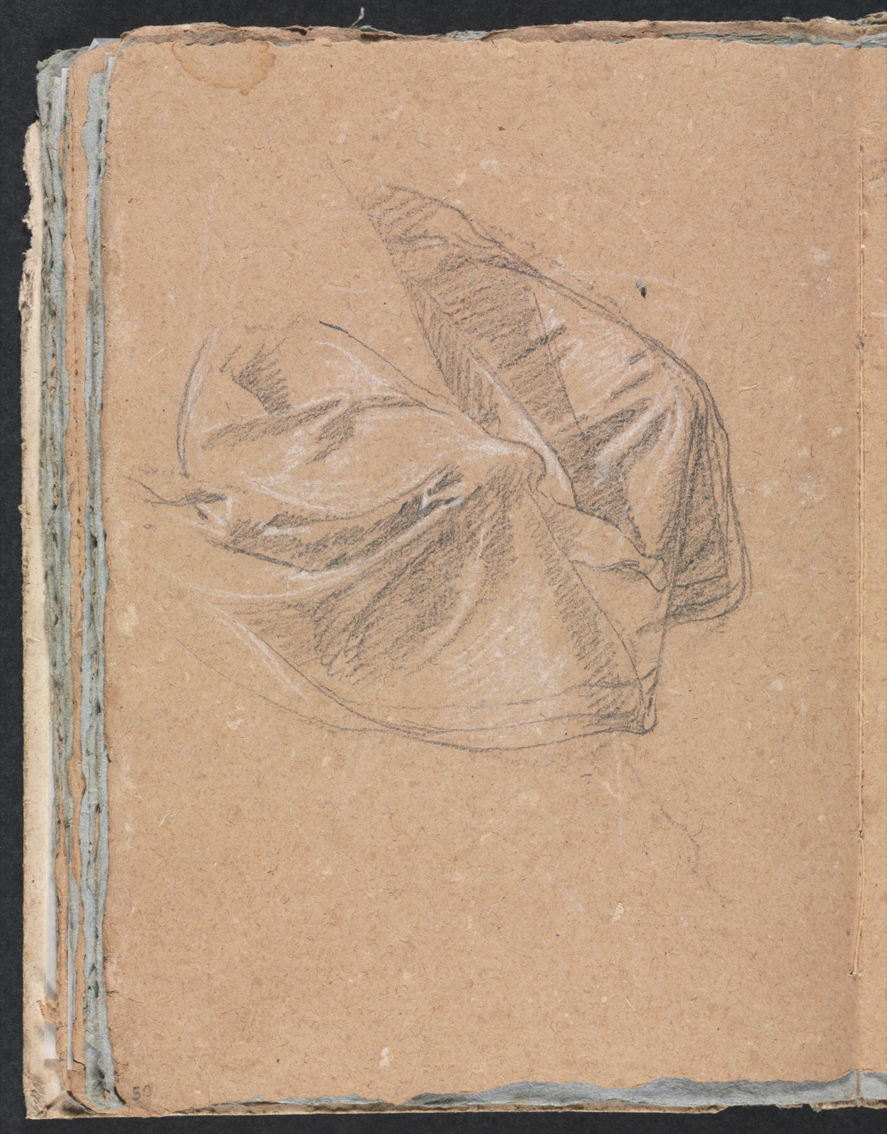Verona Sketchbook: Drapery study (page 50) — Francesco Lorenzi (Italian, 1723–1787)