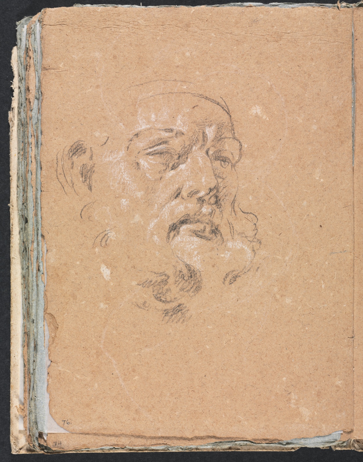 Verona Sketchbook: Male head (page 76) — Francesco Lorenzi (Italian, 1723–1787)