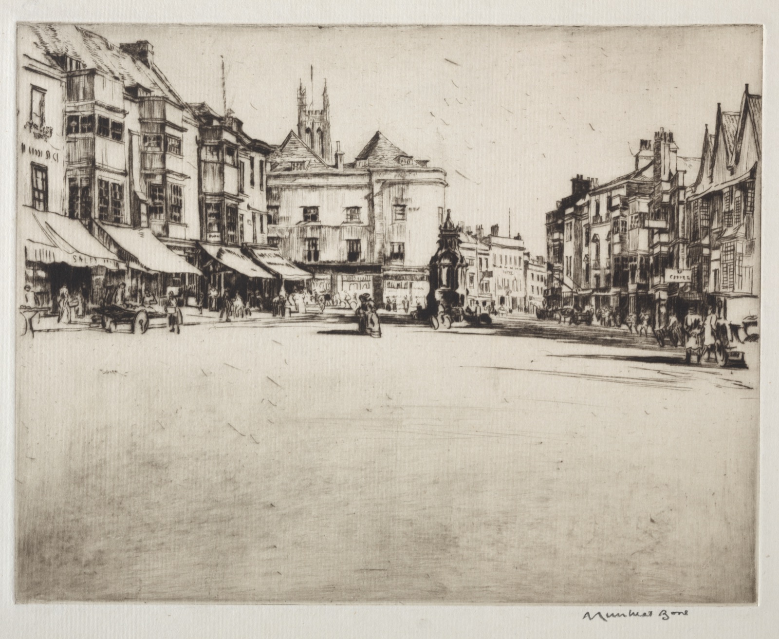 The Market Place, Wells — Muirhead Bone (British, 1876–1953)