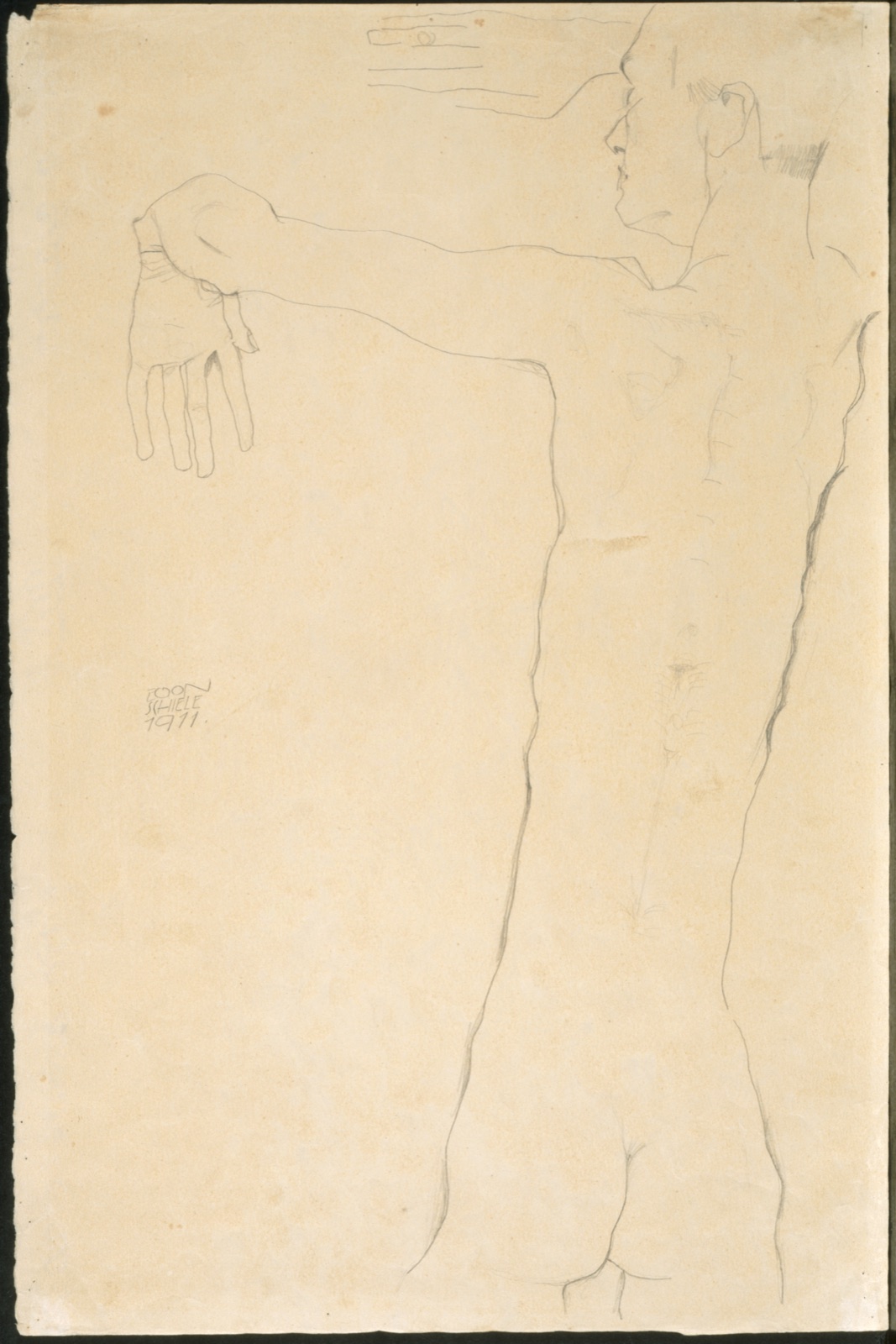 Nude Man with Raised Arms (recto) — Egon Schiele (Austrian, 1890–1918)