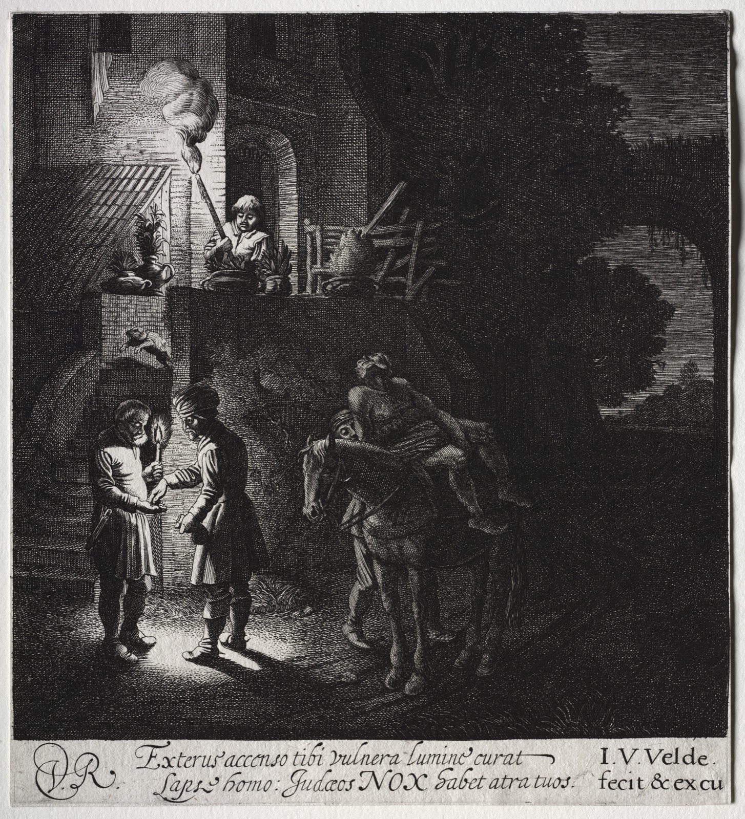 The Good Samaritan Paying the Innkeeper — Jan van de Velde II (Dutch, 1593–1641)