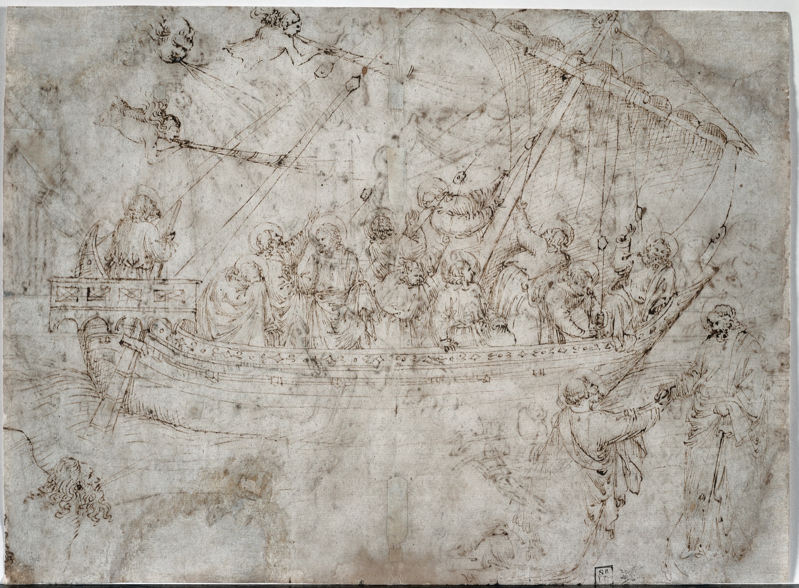 Two Drawings of Ships (verso) — Parri Spinelli (Italian, 1387–c. 1453)