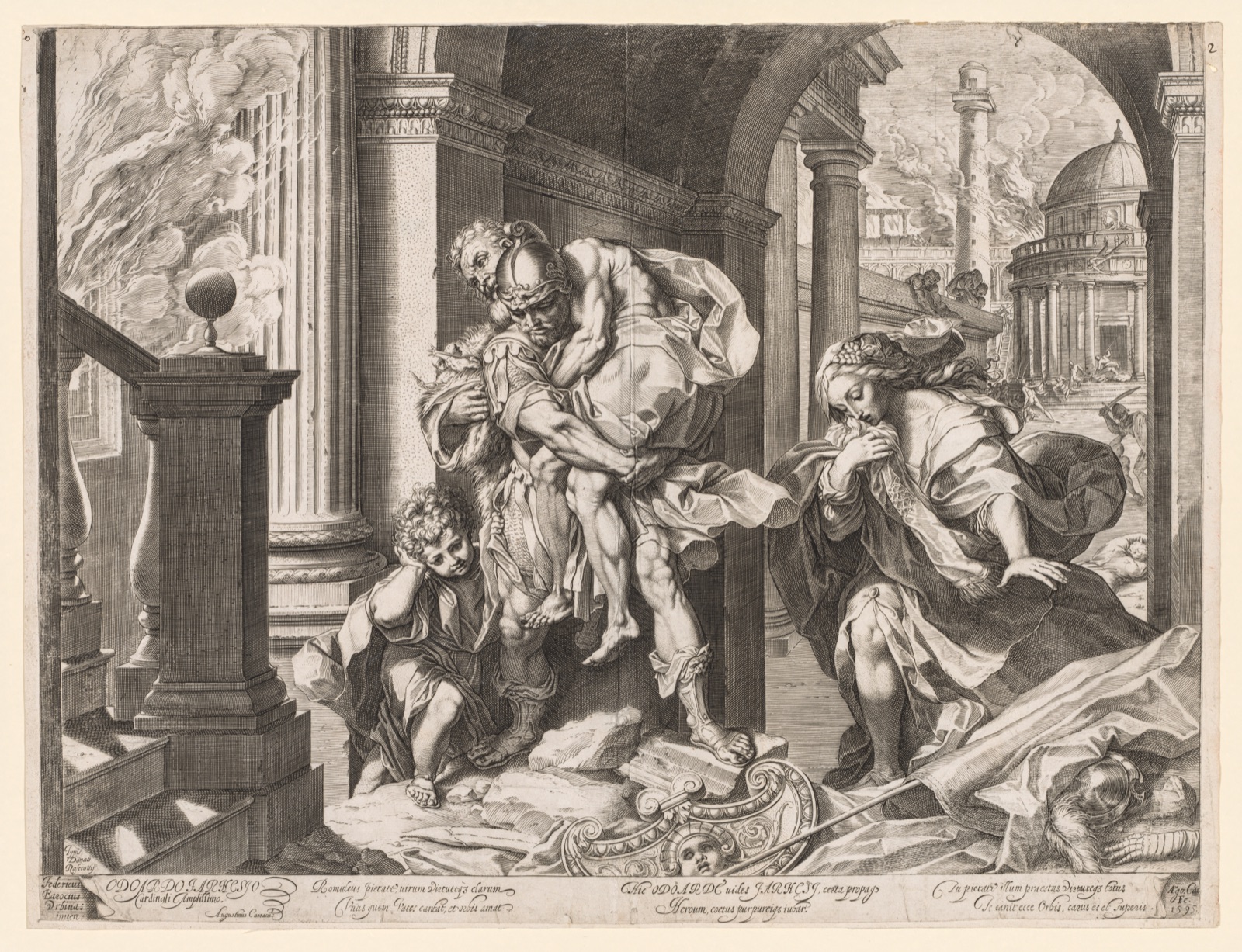 Aeneas and His Family Fleeing Troy — Agostino Carracci (Italian, 1557–1602); Federico Barocci (Italian, 1528–1612)