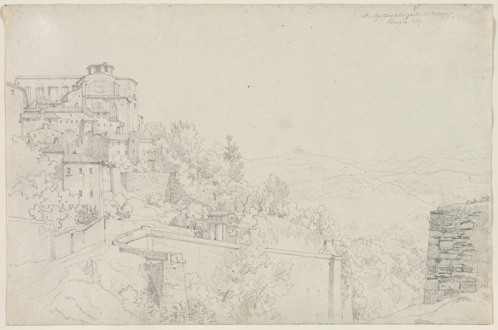 Saint Agostino from Bulagajo, Perugia (San Agostino dalla parte del Bulagajo, Perugia) — Edward Jakob von Steinle (Austrian, 1810–1886)